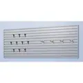 PVC Slatwall Panel Kit, 96"W x 36"H, 6 Panels, 14 Hooks, 0 Bins, Silver