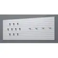 PVC Slatwall Panel Kit, 96"W x 36"H, 6 Panels, 14 Hooks, 0 Bins, White