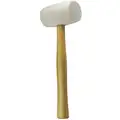 Kraft Tool Co. Rubber Mallet: Wood Handle, 30 oz Head Wt, 2 3/8 in Dia, 4 1/4 in Head Lg, 14 in Overall Lg, White