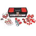 Portable Lockout Kit, Filled, Electrical Lockout, Tool Box, Black