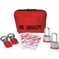 Brady Portable Lockout Kit, Filled, General Lockout, Pouch, Red
