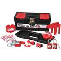 Portable Lockout Kit, Filled, Electrical/Valve Lockout, Tool Box, Black