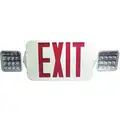 LED Exit Sign with Emergency Lights with Battery Backup, Red Letters and 1 or 2 Sides, 8-5/32" H x 19-1/4" W