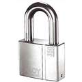 2-17/64"H Different-Keyed Padlock, Shackle Type: Open 2"H x 17/32", Silver