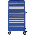 Westward Light Duty Tool Chest and Cabinet Combination with 16 Drawers; 18" D x 55-7/8" H x 26-3/4" W, Blue