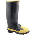 Rubber Boot, Men's, 13, Knee, Steel Toe Type, Rubber, Black, 1 PR