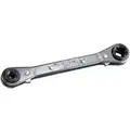 1/4", 3/16", 3/8", 5/16", Ratcheting Box End Wrench, SAE, Chrome Finish, Number of Points: 4