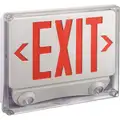 LED Exit Sign with Emergency Lights with Red Letters and 1 Side, 10-1/8" H x 12-1/4" W