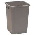 Trash Can, 19 gal, Stationary, Square, Plastic, Gray