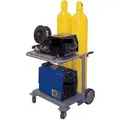 Saftcart Running Gear with Cylinder Rack: For 9 1/2 in Max Cylinder Dia, Caster/Flat Free, 2 Shelves
