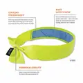 Chill-Its By Ergodyne Evaporative Cooling Bandana, PVA and Cotton, Lime, Universal,1 EA