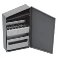 Drill Bit Case, Steel, Holds 1/16" to 1/2" by 64ths, Overall Width 4", Overall Depth 7"