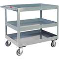 Steel Flat Handle Deep Shelf Utility Cart, 1400 lb. Load Capacity, Number of Shelves: 3