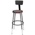 National Public Seating Round Stool with 25" to 33" Seat Height Range and 300 lb. Weight Capacity, Black