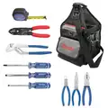 Westward Electricians Tool Kit: 10 Pieces, Measuring Tools/Pliers/Screwdrivers, Bag