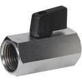 Lead-Free Nickel Plated Brass FNPT x FNPT Mini Ball Valve, Wedge, 3/8" Pipe Size
