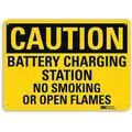 Recycled Aluminum Battery Charging Sign with Caution Header; 7" H x 10" W