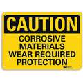 Lyle Recycled Aluminum Chemical Warning Sign with Caution Header, 10" H x 14" W
