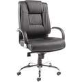 Black Soft Leather Big and Tall Desk Chair 31" Back Height, Arm Style: Fixed