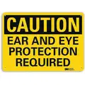 Recycled Aluminum General PPE Protection Sign with Caution Header, 10" H x 14" W