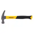 Stanley Straight Claw Hammer: Steel, Ribbed Grip, Fiberglass Handle, 16 oz Head Wt, 13 in Overall Lg, Smooth