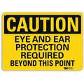 Recycled Aluminum General PPE Protection Sign with Caution Header, 10" H x 14" W
