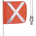 Checkers Industrial Prod Inc Warning Whip with Reflective X Flag: Not Lighted, Orange, White, 5 ft Overall Ht, 11 in Flag Ht