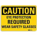 Recycled Aluminum Eye Protection Sign with Caution Header, 7" H x 10" W