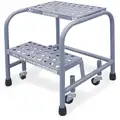 Cotterman 2-Step, Steel Rolling Step with 450 lb. Load Capacity and Perforated Step Treads, Gray