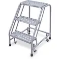 Cotterman 3-Step, Steel Rolling Step with 450 lb. Load Capacity and Perforated Step Treads, Gray