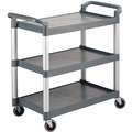 Plastic Raised Handle Utility Cart, 265 lb. Load Capacity, Number of Shelves: 3