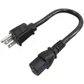 1 ft. Power Cord with SJT NEC Cord Designation, 18/3 Gauge/Conductor, and 10 Max. Amps