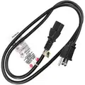 Power Cord, 14 AWG, Number of Conductors 3, PVC, Black, 15.0 A, 3 ft