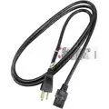 Power Cord, 14 AWG, Number of Conductors 3, PVC, Black, 15.0 A, 6 ft