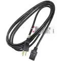 Power Cord, 16 AWG, Number of Conductors 3, PVC, Black, 13.0 A, 10 ft