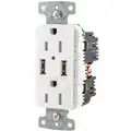 Hubbell Wiring Device-Kellems USB Charger Receptacle: Commercial, Decorator Duplex, Flush Mount, 15