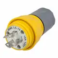 Hubbell Wiring Device-Kellems 15A Industrial Grade Non-Shrouded Watertight Locking Plug, Yellow; NEMA Configuration: L5-15P