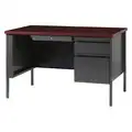 Hirsh Office Desk: Pedestal Desks Series, 48 in Overall W, 29 1/2 in, 30 in Overall Dp, 1 Pedestals