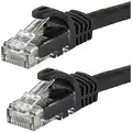 Voice and Data Patch Cord: Flexboot, Flexboot, 6, RJ45, RJ45, 50 ft Lg - Patch Cord, Black