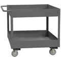 Steel Flat Handle Deep Shelf Utility Cart, 1200 lb. Load Capacity, Number of Shelves: 2