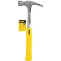 Stanley Straight Claw Hammer: Steel, Ribbed Grip, Steel Handle, 20 oz Head Wt, 14 in Overall Lg, Smooth