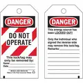 Brady Danger Tag, Cardstock, Do Not Operate This Lock/Tag May Only Be Removed By, 5-3/4" x 3", 25 PK