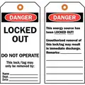 Danger Tag, Cardstock, Locked Out Do Not Operate This Lock/Tag May Only Be Removed By, 5-3/4" x 3"