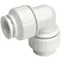 Union Elbow: Plastic, Push-to-Connect x Push-to-Connect, For 1/2 in x 1/2 in Tube OD, White