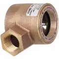 Bronze Window Sight Flow Indicator with Impeller, 3/4" Pipe Size, FNPT Connection Type