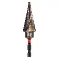 Step Drill Bit, High Speed Steel, 12 Hole Sizes, 1/16" Step Thickness, 3/16" - 7/8"