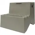 DPI 2-Step, Plastic Box Step with 500 lb. Load Capacity, 23-3/4" Base Depth, Gray
