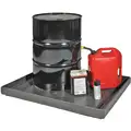 Spill Tray: 31 1/8 in L x 40 5/16 in W, 21.5 gal Spill Capacity, Black