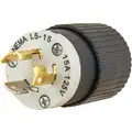 Bryant 15A Industrial Grade Non-Shrouded Locking Plug, Black/White; NEMA Configuration: L5-15P
