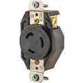 Bryant Black Locking Receptacle, 20 Amps, 250VAC Voltage, NEMA Configuration: L6-20R